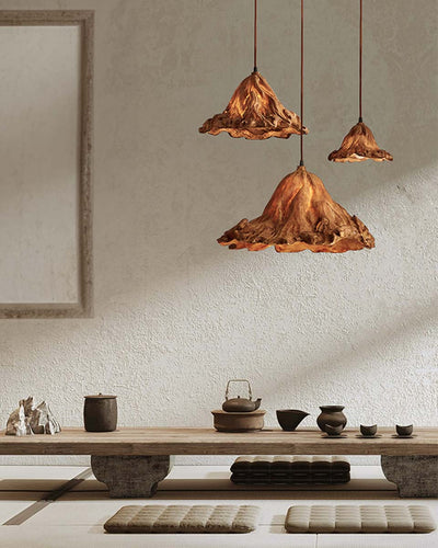 Mushroom styled wooden ceiling pendant lamp vegetarian vegan