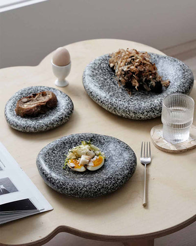 Ceramic Porcelain plate in design of a dough / pizza dough, luxurious with granite design